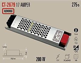 CATA CT-2679 17 AMPER/ 204 WATT ŞERİT LED TRAFOSU